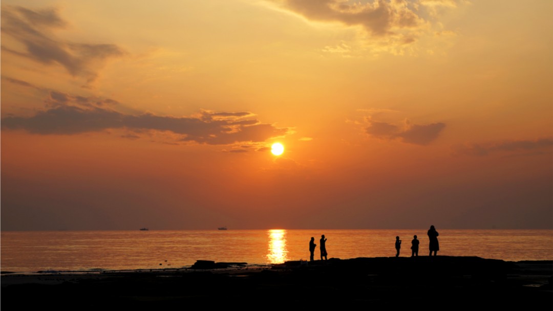 北海海边的落日