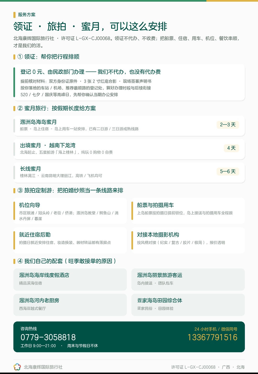 北海康辉可为领证新人提供的服务
